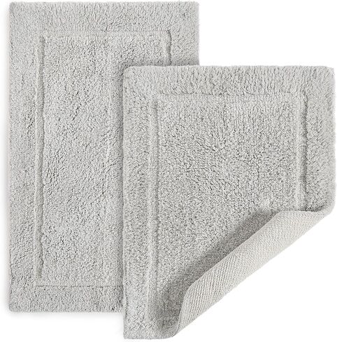 DwellStudio Non-Slip Back Cotton Bath Rugs: Luxurious Comfort and Anti-Slip Protection in Grey - 2pc Set in Saudi Arabia