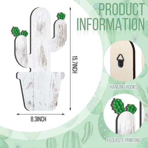2 Pcs Wooden Cactus Decor Rustic Cactus Wall Hanging Sign Farmhouse Wood Cactus Pattern Wall Art for Home Living Room Bedroom Bathroom Western Decor in Saudi Arabia