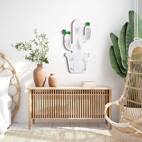 2 Pcs Wooden Cactus Decor Rustic Cactus Wall Hanging Sign Farmhouse Wood Cactus Pattern Wall Art for Home Living Room Bedroom Bathroom Western Decor in Saudi Arabia