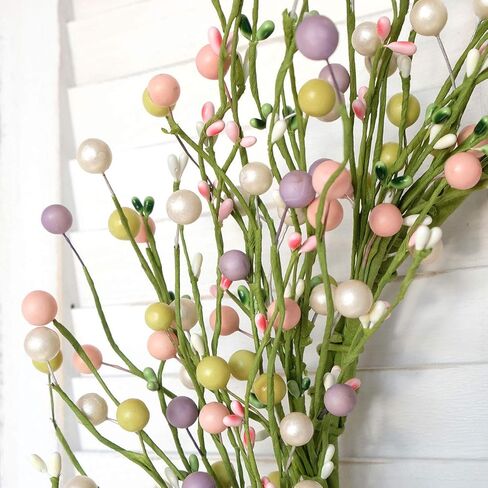 Bibelot 18 بوصة إكليل عيد الفصح إكليل التوت الوردي الأرجواني الأخضر الأبيض إكليل التوت إكليل غصين صناعي للباب الأمامي للتعليق على الحائط والنوافذ وديكور مهرجان العطلات... in Kuwait