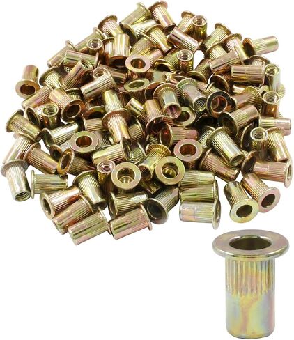 Hitefu 30PCS M12 Rivet Nuts, Carbon Steel Flat Head Threaded Insert Nuts, Knurled Body Rivnuts Nutserts for Metal, Fiberglass, Plastic in Saudi Arabia