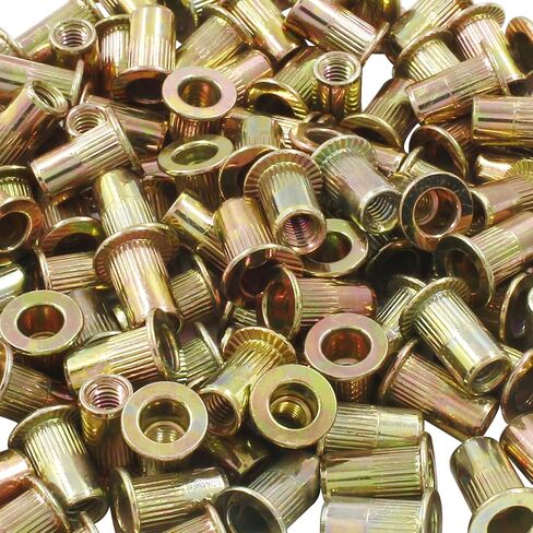 Hitefu 30PCS M12 Rivet Nuts, Carbon Steel Flat Head Threaded Insert Nuts, Knurled Body Rivnuts Nutserts for Metal, Fiberglass, Plastic in Saudi Arabia