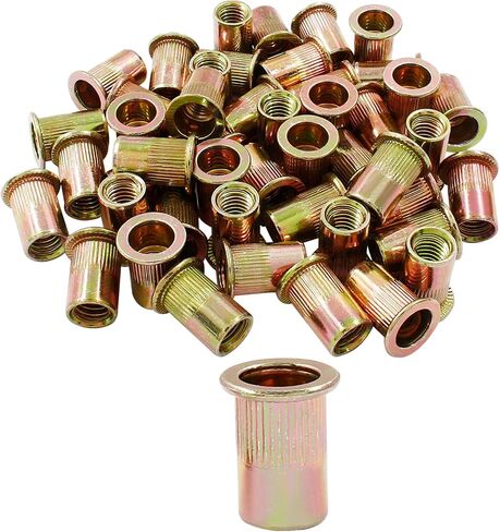 Hitefu 30PCS M12 Rivet Nuts, Carbon Steel Flat Head Threaded Insert Nuts, Knurled Body Rivnuts Nutserts for Metal, Fiberglass, Plastic in Saudi Arabia