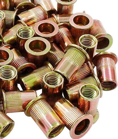 Hitefu 30PCS M12 Rivet Nuts, Carbon Steel Flat Head Threaded Insert Nuts, Knurled Body Rivnuts Nutserts for Metal, Fiberglass, Plastic in Saudi Arabia