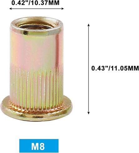 Hitefu 30PCS M12 Rivet Nuts, Carbon Steel Flat Head Threaded Insert Nuts, Knurled Body Rivnuts Nutserts for Metal, Fiberglass, Plastic in Saudi Arabia