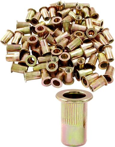 Hitefu 30PCS M12 Rivet Nuts, Carbon Steel Flat Head Threaded Insert Nuts, Knurled Body Rivnuts Nutserts for Metal, Fiberglass, Plastic in Saudi Arabia