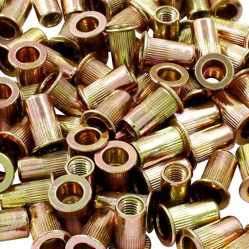 Hitefu 30PCS M12 Rivet Nuts, Carbon Steel Flat Head Threaded Insert Nuts, Knurled Body Rivnuts Nutserts for Metal, Fiberglass, Plastic in Saudi Arabia