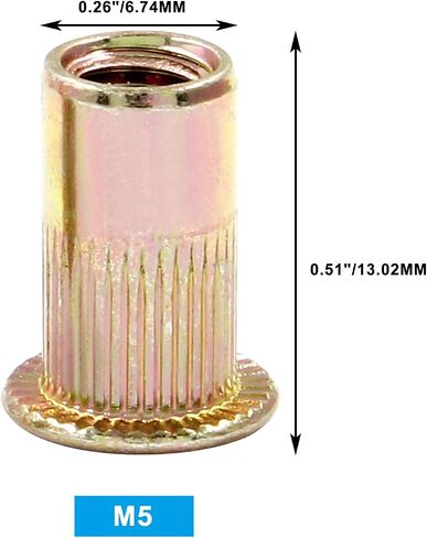 Hitefu 30PCS M12 Rivet Nuts, Carbon Steel Flat Head Threaded Insert Nuts, Knurled Body Rivnuts Nutserts for Metal, Fiberglass, Plastic in Saudi Arabia
