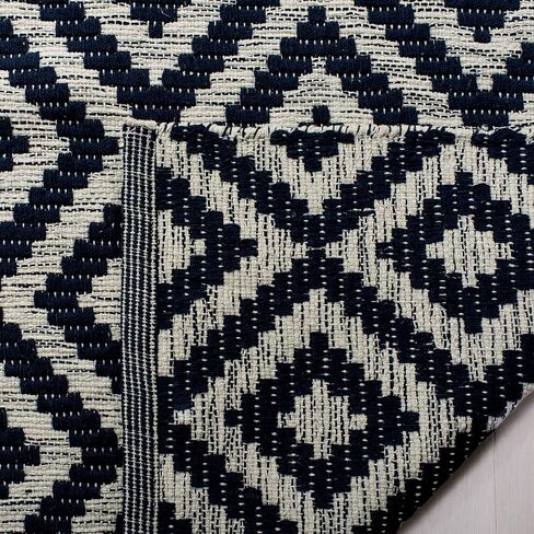 SAFAVIEH Montauk Collection Runner Rug - 2'3" x 7', Black & Ivory, Handmade Cotton, Ideal for High Traffic Areas in Living Room, Bedroom (MTK613A) in Saudi Arabia
