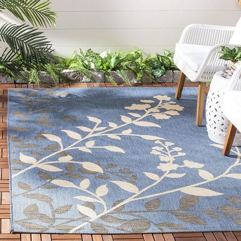 SAFAVIEH Courtyard Collection 6'7" x 9'6" Blue/Beige CY7019 Indoor/ Outdoor Splashproof Easy Scrubbing Patio Backyard Mudroom Area Rug in Saudi Arabia