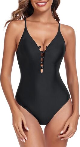 Bikinis Swimsuit Set for Women's One Piece Deep V Neck Cutout Swimsuit in Saudi Arabia