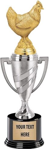 Crown Awards Chicken Trophy, 13" Silver Cup Chicken Trophies with Engraving Included Prime in Saudi Arabia