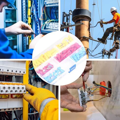 طقم موصلات أسلاك كهربائية 150 قطعة، موصلات سلكية معزولة سريعة الفصل، موصلات كابلات ذكر/أنثى، مجموعة متنوعة من محطات التجعيد (الأحمر والأزرق والأصفر) in Kuwait