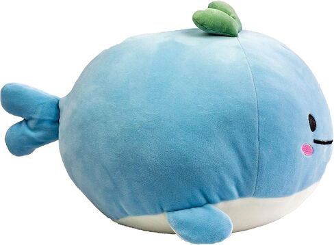 Wally The Whale وسادة قطيفة زرقاء إسفنجية أصلية لطيفة فائقة النعومة - 15 بوصة in Saudi Arabia