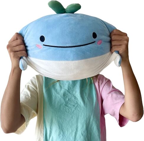 Wally The Whale وسادة قطيفة زرقاء إسفنجية أصلية لطيفة فائقة النعومة - 15 بوصة in Saudi Arabia