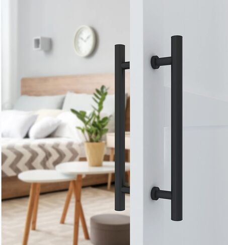 JUBEST 16" Matte Black Handles Ladder Style Bar Handle Set Stainless Steel Pipe Handle Pull Set for Sliding Barn Door in Saudi Arabia