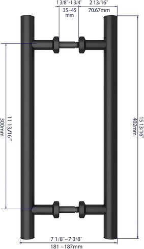 JUBEST 16" Matte Black Handles Ladder Style Bar Handle Set Stainless Steel Pipe Handle Pull Set for Sliding Barn Door in Saudi Arabia
