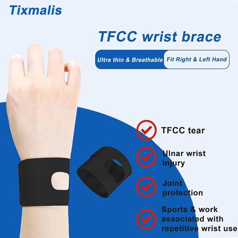 TFCC Wrist Brace Ulnar Wrist Brace with Compression Rring Pad for TFCC Tear, Repetitive Wrist Use Injury,Carpal Tunnel Pain & Tendonitis Relief,Fits Both Wrists (M(6.5"-7.9")) in Saudi Arabia