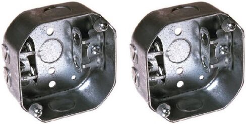 4 in. Octagon Box, Drawn, 1-1/2 in. Deep, Three 1/2 in. KO's & AC/MC/Flex Clamps,Grey in Saudi Arabia