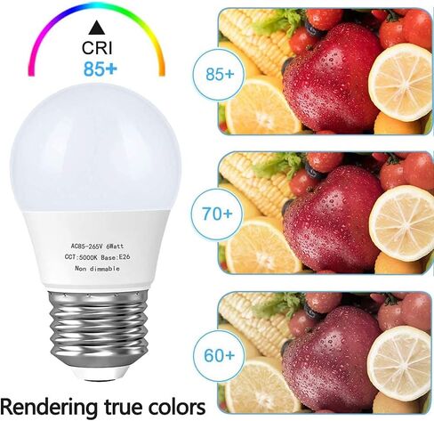 لمبة LED A15، لمبة إضاءة E26 للأجهزة الأساسية، 6 وات (مكافئ 60 وات)، مصابيح إضاءة مروحة السقف، 550 لومن، مصابيح صغيرة، غير قابلة للتعتيم، ضوء نهاري 5000 كلفن، 6 عبوات in Kuwait