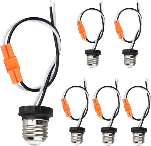 E26 Socket Adapter, 6 Pack Light Bulb Socket Pigtail, Screw in Male Light Socket Pigtail, E26 Medium Base Recessed Light Adapter, for Led Ceiling Light Downlight Socket Adapter Pigtail (Pack of 6） in Saudi Arabia