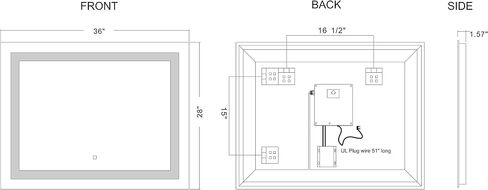 Dimmable LED Lighted Bathroom Mirror Wall Mounted Vanity Mirror with High Lumen CRI>90 Dimmable Touch Button Vertical & Horizontal Installation (Atlantis-3628 36x28 inch) in Saudi Arabia