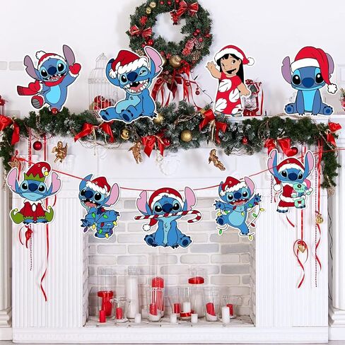TIMLEEVI Stich زينة شجرة عيد الميلاد الخشبية، 24pcs Stich الحلي شجرة عيد الميلاد، شجرة عيد الميلاد شنقا الحلي، عطلة عيد الميلاد الحلي زينة عيد الميلاد في الداخل in Saudi Arabia