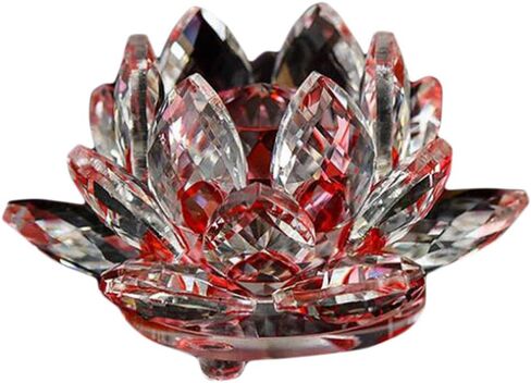 Feng Shui 80 mm Quartz Crystal Lotus Flower Crafts Glass Ornaments Figurines Home W3801 (Blue) in Saudi Arabia