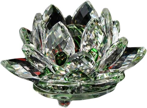Feng Shui 80 mm Quartz Crystal Lotus Flower Crafts Glass Ornaments Figurines Home W3801 (Blue) in Saudi Arabia