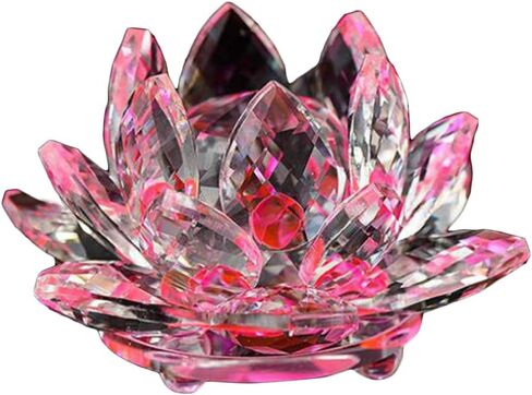 Feng Shui 80 mm Quartz Crystal Lotus Flower Crafts Glass Ornaments Figurines Home W3801 (Blue) in Saudi Arabia