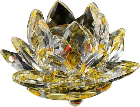 Feng Shui 80 mm Quartz Crystal Lotus Flower Crafts Glass Ornaments Figurines Home W3801 (Blue) in Saudi Arabia