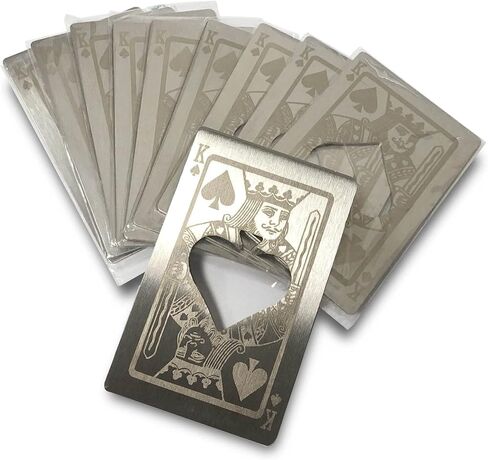 Metal Card Bottle Opener Stainless Steel Silver with Engraved Pattern (4 Styles per pack) in Saudi Arabia