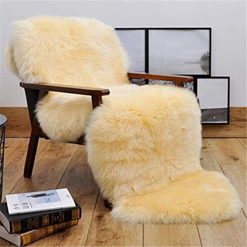 OKAYDA Premium Sheepskin Rug Genuine Natural New Zealand Lambskin Area Rug Fluffy and Soft Throw Rug Luxury Decor for Bedroom Living Room Sofa Floor (Bean Color) in Saudi Arabia
