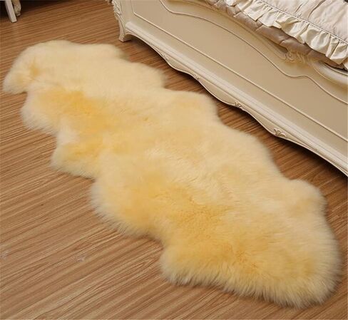 OKAYDA Premium Sheepskin Rug Genuine Natural New Zealand Lambskin Area Rug Fluffy and Soft Throw Rug Luxury Decor for Bedroom Living Room Sofa Floor (Bean Color) in Saudi Arabia