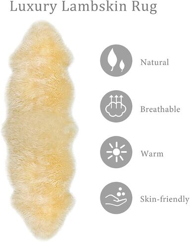 OKAYDA Premium Sheepskin Rug Genuine Natural New Zealand Lambskin Area Rug Fluffy and Soft Throw Rug Luxury Decor for Bedroom Living Room Sofa Floor (Bean Color) in Saudi Arabia