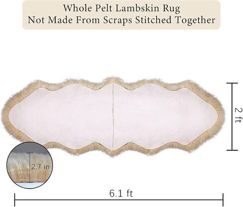 OKAYDA Premium Sheepskin Rug Genuine Natural New Zealand Lambskin Area Rug Fluffy and Soft Throw Rug Luxury Decor for Bedroom Living Room Sofa Floor (Bean Color) in Saudi Arabia