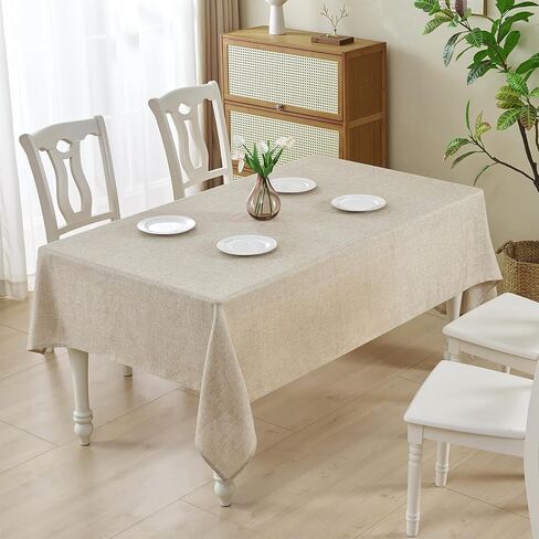 Rectangle Tablecloth Faux Linen Table Cover Washable Table Cloth for Dining Parties Wedding Kitchen Restaurant (Brown,55×55) in Saudi Arabia