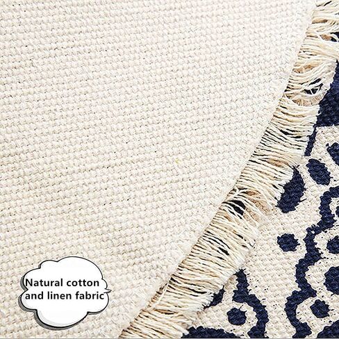 سجادة قطنية مستديرة منسوجة بشرابة رمي سجادة قابلة للغسل لغرفة المعيشة وغرفة النوم والحمام والمطبخ (عتيق) in Kuwait