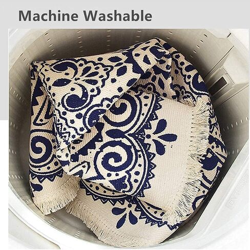 سجادة قطنية مستديرة منسوجة بشرابة رمي سجادة قابلة للغسل لغرفة المعيشة وغرفة النوم والحمام والمطبخ (عتيق) in Kuwait