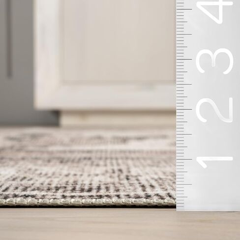 nuLOOM Gladys Machine Washable Vintage Medallion Ultra Thin Runner Rug, 2' 6" x 6', Light Grey in Saudi Arabia