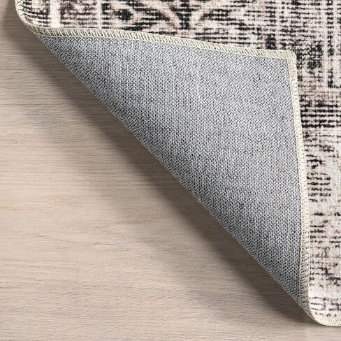 nuLOOM Gladys Machine Washable Vintage Medallion Ultra Thin Runner Rug, 2' 6" x 6', Light Grey in Saudi Arabia