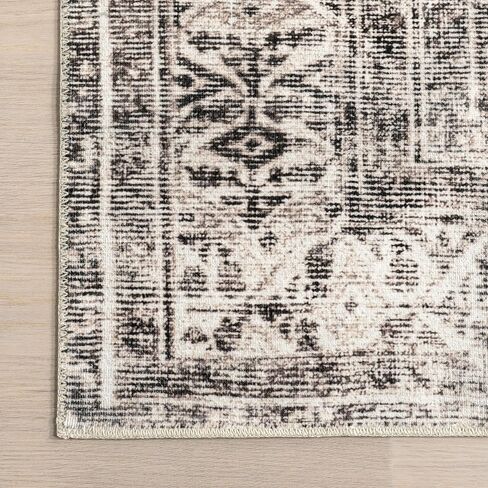 nuLOOM Gladys Machine Washable Vintage Medallion Ultra Thin Runner Rug, 2' 6" x 6', Light Grey in Saudi Arabia