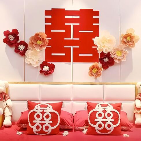 5thousandyears 47-Inch Extra Large 'Double Happiness' Wall Decoration - Living Room and Bridal Décor, Non-Woven Fabric Materia, Special Party Decorations, Chinese Wedding, Meaning Infinite Happiness in Saudi Arabia