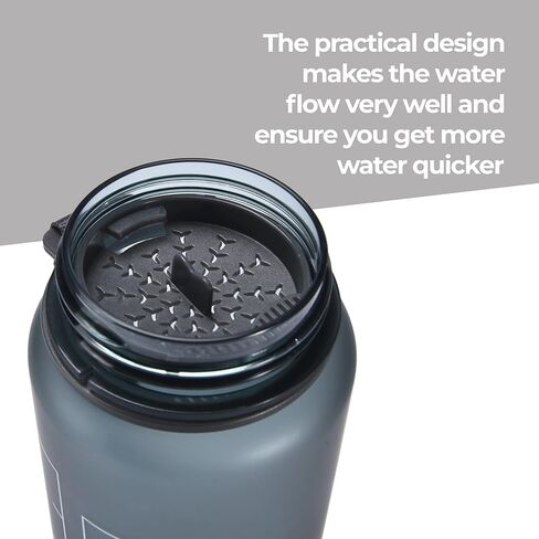 زجاجة مياه تحفيزية من هيدريت - زجاجة مياه للتمرين سعة 12 أونصة مع ختم زمني - زجاجة شرب واسعة الفم مع حزام معصم - حاوية مياه بلاستيكية لصالة الألعاب الرياضية أو المكتب أو الرياضات الخارجية - أسود in Kuwait