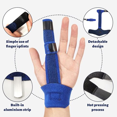 2PCS Trigger Finger Splint, Adjustable Finger Brace, Break Metacarpal Splint Brace, Broken Fingers Straightening for Sprains, Pain Relief, Mallet Injury, Arthritis (Blue) in Saudi Arabia