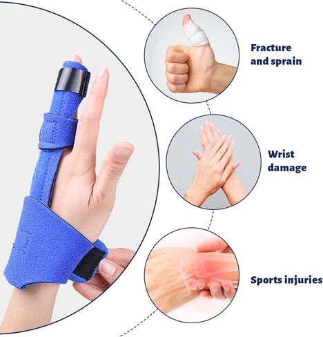 2PCS Trigger Finger Splint, Adjustable Finger Brace, Break Metacarpal Splint Brace, Broken Fingers Straightening for Sprains, Pain Relief, Mallet Injury, Arthritis (Blue) in Saudi Arabia