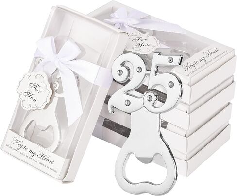 24PCS 25th Birthday Party Favors for Guests,Number 25 Silver Wedding Anniversary Beer Bottle Openers Gifts, Decorations,Souvenirs for Guests for Bridal Shower Favors (24, 25) in Saudi Arabia