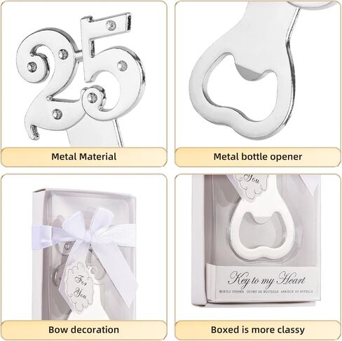 24PCS 25th Birthday Party Favors for Guests,Number 25 Silver Wedding Anniversary Beer Bottle Openers Gifts, Decorations,Souvenirs for Guests for Bridal Shower Favors (24, 25) in Saudi Arabia