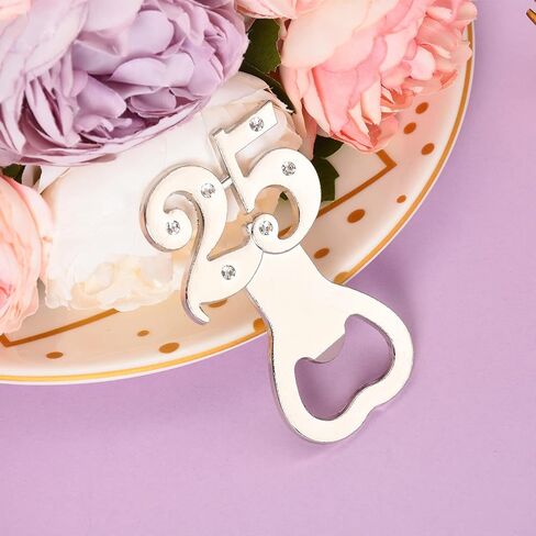 24PCS 25th Birthday Party Favors for Guests,Number 25 Silver Wedding Anniversary Beer Bottle Openers Gifts, Decorations,Souvenirs for Guests for Bridal Shower Favors (24, 25) in Saudi Arabia