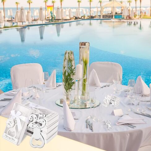 24PCS 25th Birthday Party Favors for Guests,Number 25 Silver Wedding Anniversary Beer Bottle Openers Gifts, Decorations,Souvenirs for Guests for Bridal Shower Favors (24, 25) in Saudi Arabia